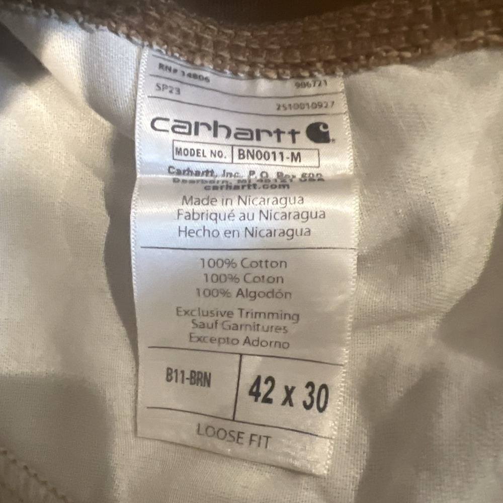Carhartt Loose Fit Carpenter Pants Mens 42x30 Tan Utility Work Jeans Rugged - Picture 4 of 12